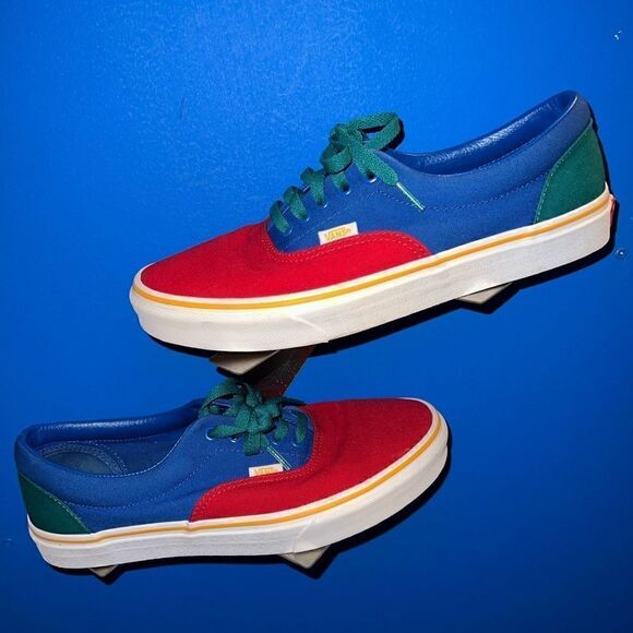 Mens Vans Off The Walls Red Blue Yellow shoes Men 9.5 Wo 11 - Picture 1 of 5